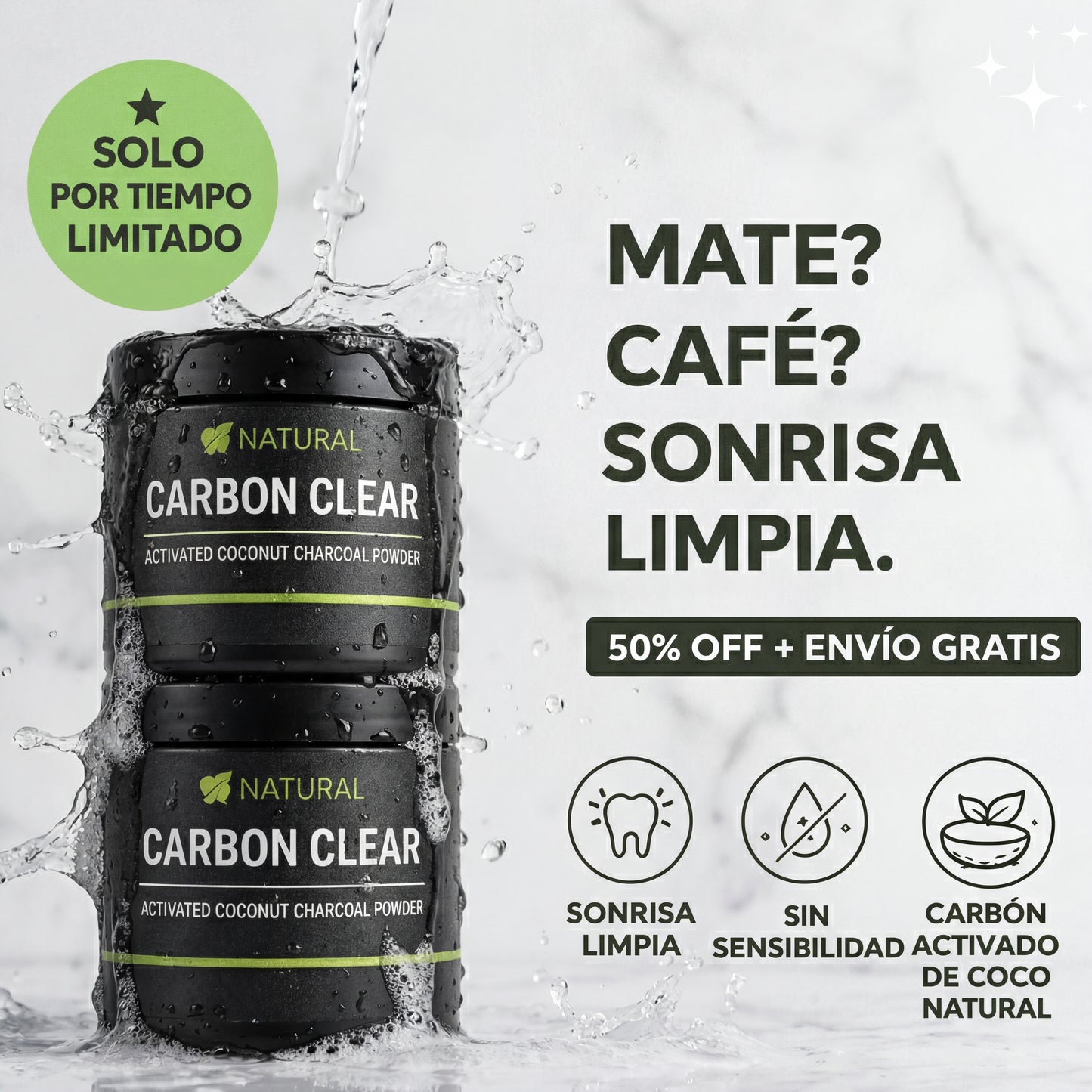 Blanqueador Dental Carbon Activado de Coco