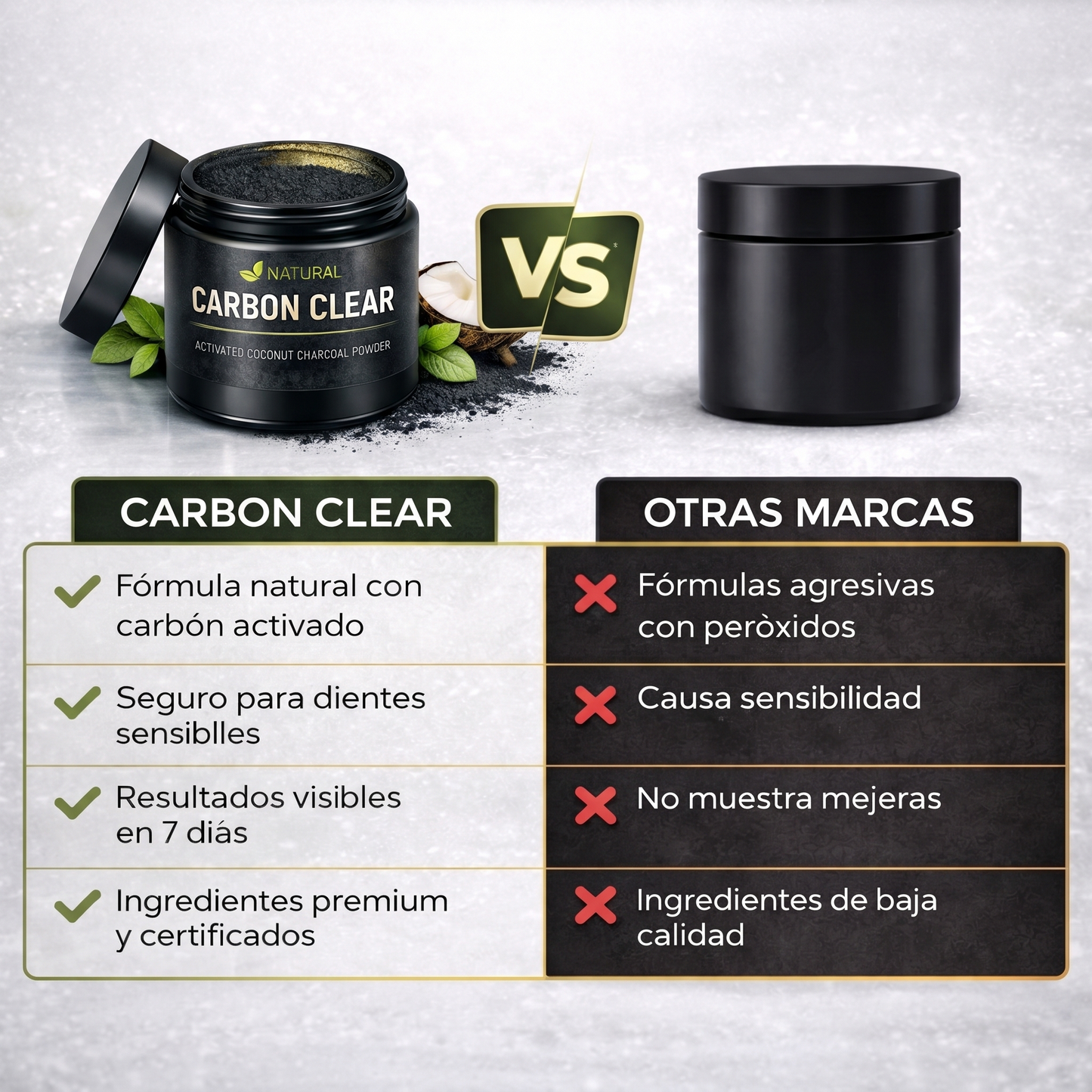 Blanqueador Dental Carbon Activado de Coco